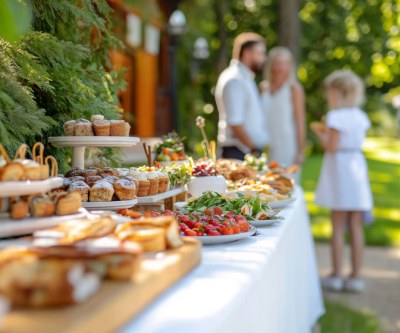 Üppiges Hochzeitsbuffet im Grünen